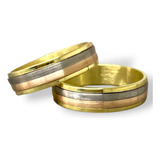 Alianzas Combinadas Mod. Tricolor 5mm Oro 18k - 10 Grs/par