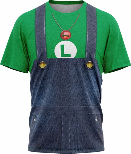 Camiseta Luigi Traje Fantasia Camisa Infantil Temática