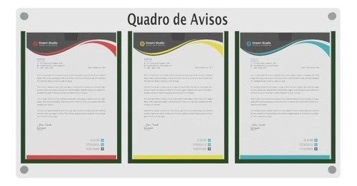 Quadro De Gestão Mdf C/3 Displays Verticais A4 Acrílico Cor Verde