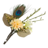 Azahar Boutonnier Pluma Pavo Real Para Novios Boda