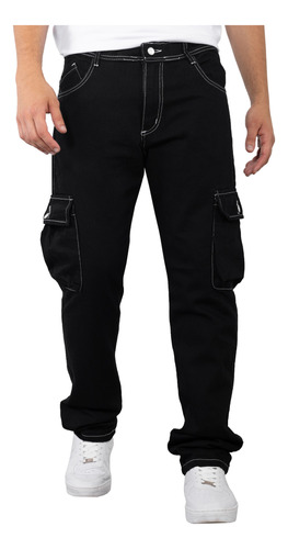 Pantalon Cargo Hombre Jean Recto Bolsillos Clasico Premium