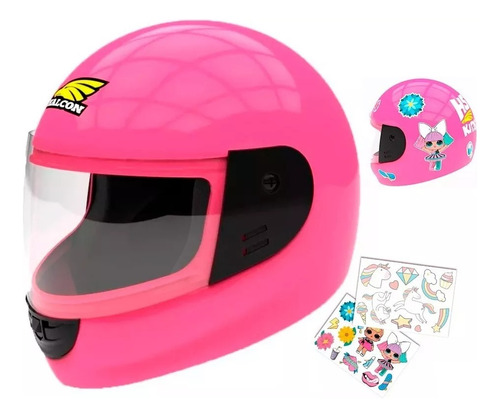 Casco Para Moto Integral Halcon H5 Kids Rosa Xs 54 Cm