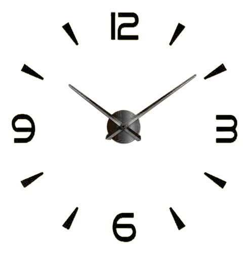 Reloj De Pared 3d Con Números De Espejo Negro + Plata