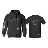 Kit Sudadera + Playera Estilo Carolina Panthers Nfl Silver