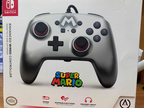 Control Alambrico Nintendo Switch Super Mario Power A Silver