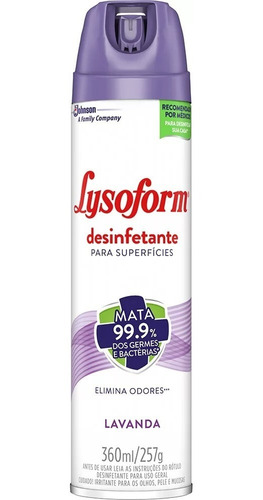 Desinfetante Aerossol De Lavanda Lysoform 360ml