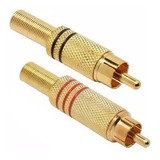 100 Kit Plugs Conectores Rca Macho Dourado Metal Pronta