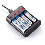 Cargador Pilas Recargables Aa Y Aaa Corte Automático Usb 5v