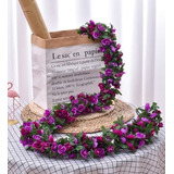 Enredaderas De Flores De Rosa Artificiales Pack 4u. Purpura