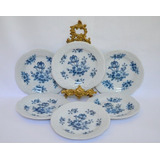 Juego 6 Platos Pan Porcelana Verbano Mozarth Flores Azules