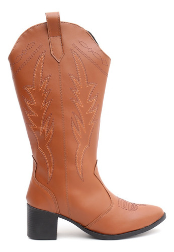 Bota Feminina Western Cano Longo Texana Bordada Tendência