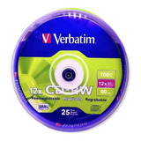 Cd-rw Verbatim 80min 700mb 12x Torre De 25 Unidades/95155