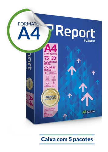 Papel Sulfite Colorido A4 Report 75g Caixa Com 2500 Folhas