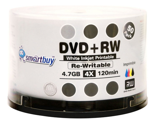 50unidades Smartbuy En Blanco Dvd + Rw 4x 4,7gb, 120min, Col