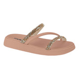 Rasteirinha Feminina Com Brilho Chinelo Slide Moleca 5469121