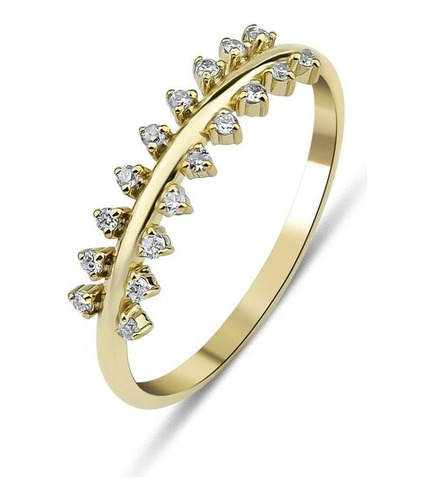Anel De Ouro Feminino Noivado Aparador Diamantes Luxo