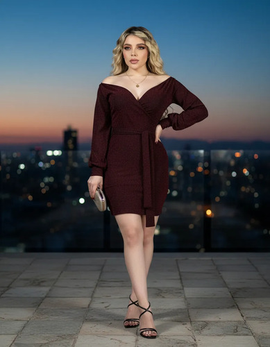 Vestido Corto Fiesta Alto Brillo Elegante Sofisticado | Meses sin interés