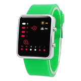 Reloj Binario De Leds Color Verde Producto De Moda Geek