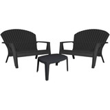 Set 2 Sillas Sillon Doble  Y 1 Mesa Ratona Negro Mascardi