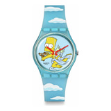 Reloj Swatch Simpsons Azul Unisex Casual Cuarzo De Origen Bi