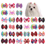 Petunny Dog Hair Bows For Valentines Day, 30pcs Pet Hair Bow