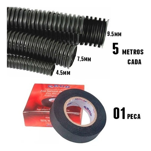 Conduite Corrugado Automotivo 9,5mm 7,5mm 4,5mm Fita Tecido 