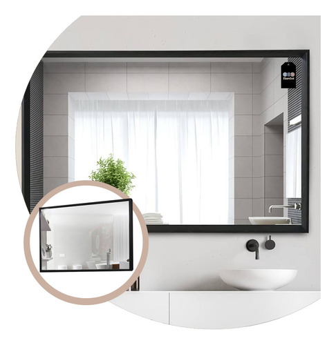 Espejo Pared Rectangular Baño Living 100 X 80 Marco Moderno 