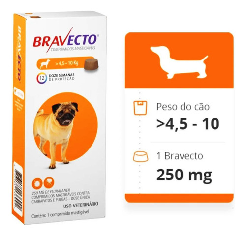 Antipulga Carrapato Bravecto Cães De 4,5 A 10 Kg Original
