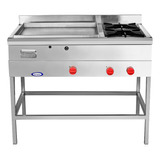 Plancha Churrasquera Indus 600x600 + 2 Quem Inox Gas Licuado