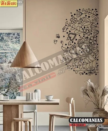 Vinil Decorativo Para Pared Dibujo Artístico De Flores