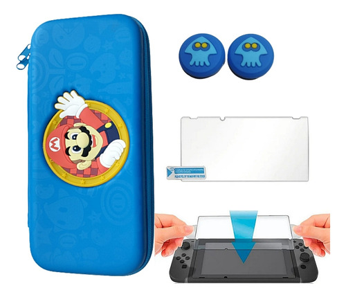 Estuche Maleta Viaje Cremallera + Vidrio+ Protectores Switch