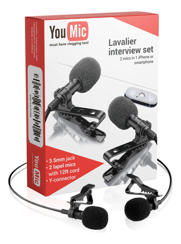 Youmic - 2 Minimicrófonos Dobles De Solapa Lavalier Con Clip