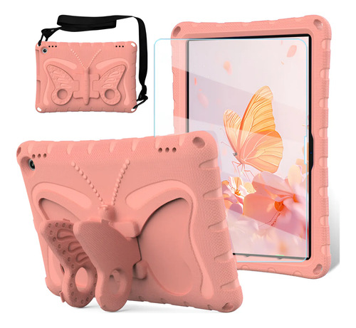 Mica + Funda Uso Rudo Mariposa Amazon Hd 10 Plus 2021 / 2023