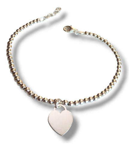 Pulsera Regulable Bolitas Corazón Plata 925 Italy 5,61gr