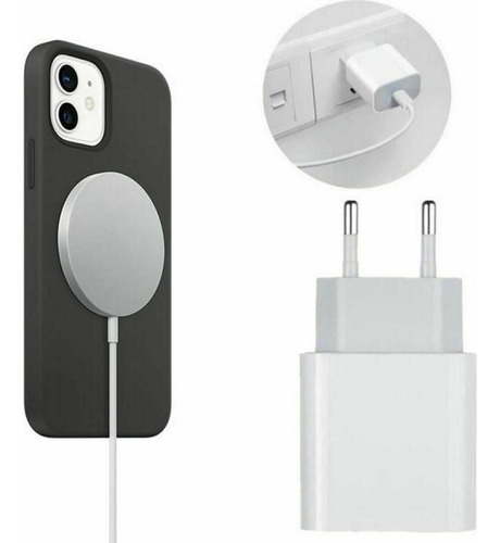 Cargador Inalámbrico Para iPhone 11 / 12 + Adaptador 20 Watt