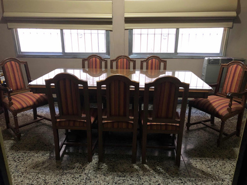 Juego De Comedor Roble Mesa 6 Sillas Y 2 Sillones Cabecera