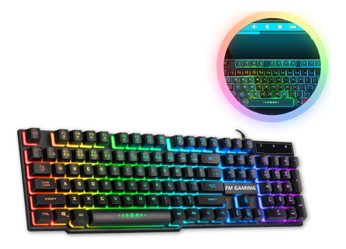 Teclado Gamer Semi Mecanico Barato Iluminado Rgb Em Ptbr