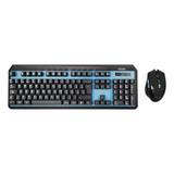 Kit De Teclado Y Mouse Gamer Inalámbrico Noga Nkb-40 Español De Color Negro Y Azul