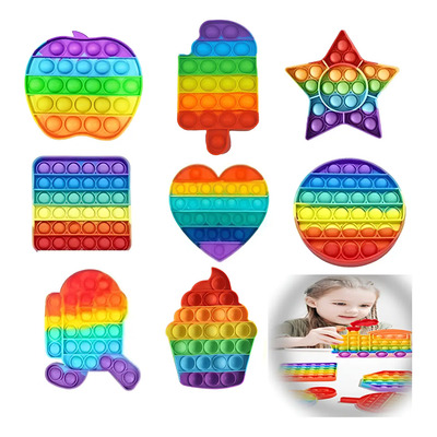 Juego 8 Piezas Push Pop It Bubble Fidget Juguete Antiestrés Multicolor