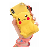 Funda Para iPhone Pokémon Pikachu Guarda Airpod Llaves + Kit