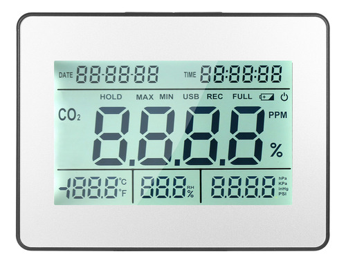 Reloj Detector De Co2 Montado En Carbono Con Monitor De Cali