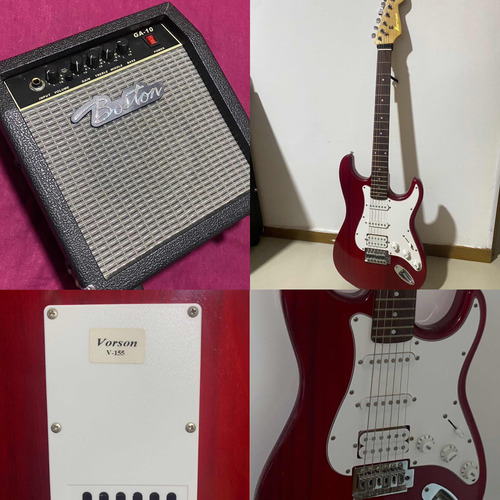 Guitarra Eléctrica Vorson V-155 Roja Con Amplificador
