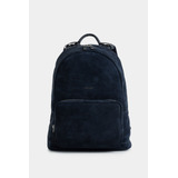 Morral Vélez De Cuero Gamuzado Para Hombre Azul Oscuro