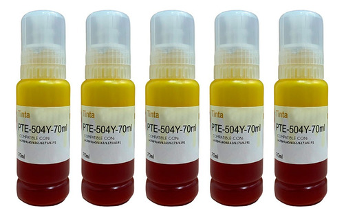 5 Tintas Amarillas Compatible Epson T504y L4150 504