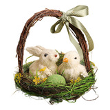 Decoración De Escritorio De Conejo Y Pollito De Pascua,