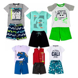 Kit 6 Peças 3 Conjuntos Infantil Roupa Menino Short Camiseta