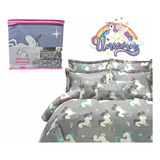 Sabanas Infantil Unicornios Flores Happy Girls + Nenas Feliz