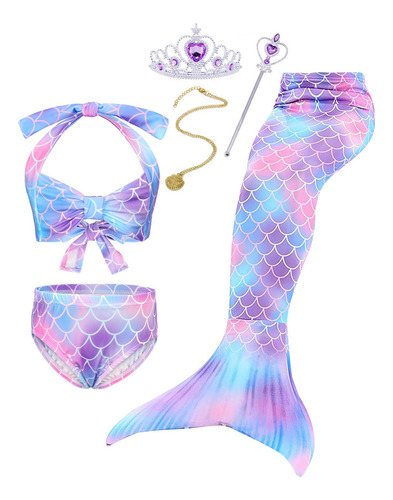 Cola Sirena Traje De Baño Niña La Sirenita Ariel Bikini Set