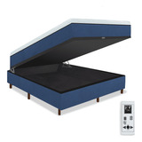 Colchão Magnético Casal Com 40 Tipos De Massagens + Box Bau Cor Azul