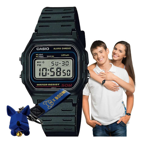 Relógio Feminino Masculino Casio Digital W-59-1vq + Chaveiro
